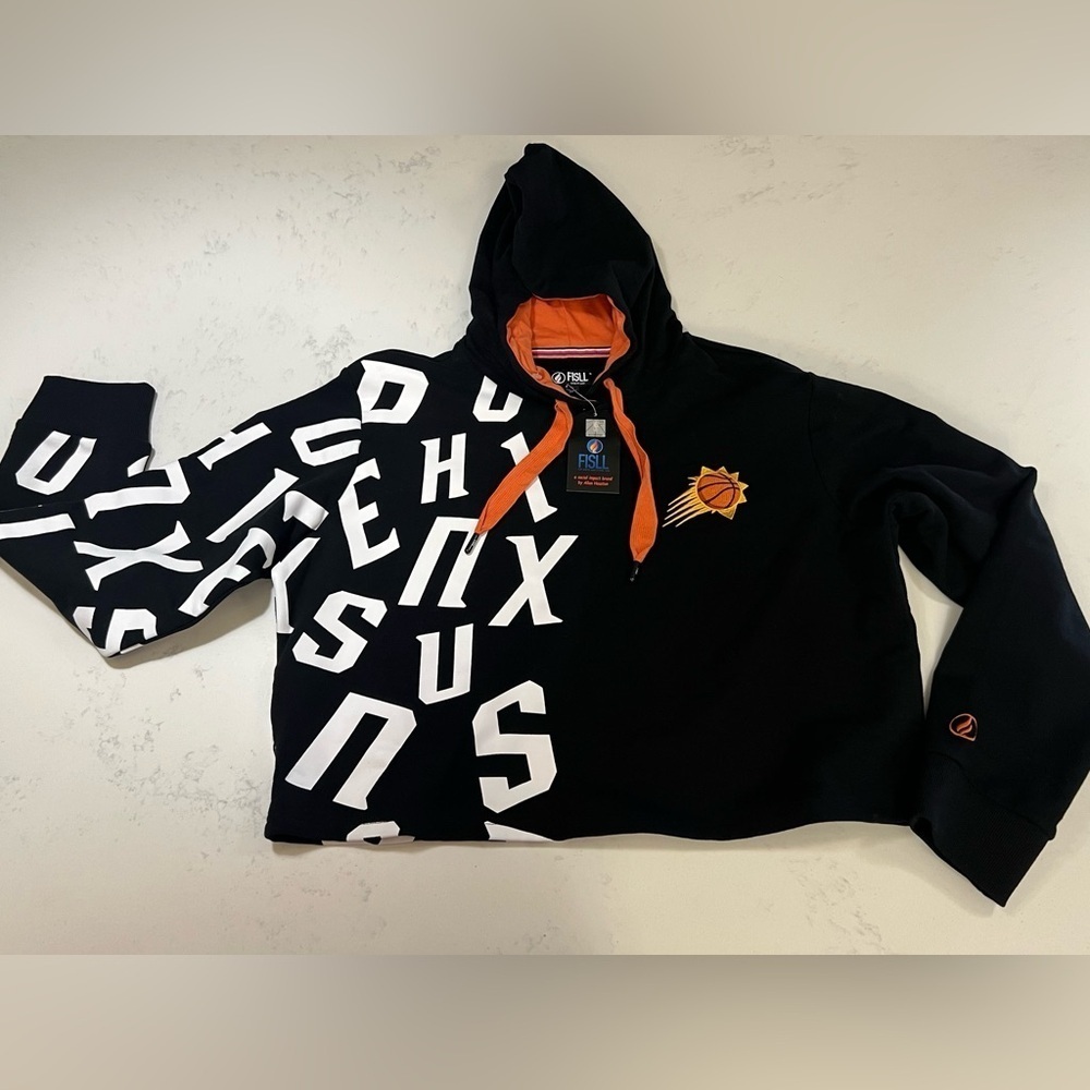 FISLL women Black and Orange Hoodie